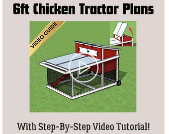 Chicken Tractor Plan Set-Mobile Coop With Wheels Step-by-Step Video Tutorial Lightweight Mobile Perfect for 6 Chickens – Fresh Eggs Anytime!