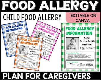 Modèle de plan d'action modifiable pour les enfants souffrant d'allergies alimentaires (téléchargement numérique sur toile)