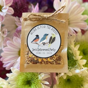 Retirement Party Favors | Birdseed Packet Party Favor | Retirement Gift for Guests | Thank You for Guests | Retirement Party Ideas