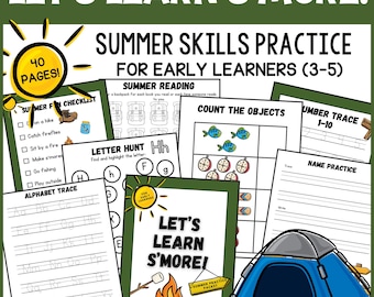 Summer Preschool Worksheets Printable | Pre K Learning Pack | Homeschool Activity | Instant Download | PDF