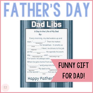 DAD-LIBS: A Hilarious Father&#39;s Day Printable Game, Instant PDF Download