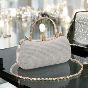 Elegant Bridal Beaded Evening Clutch – Rhinestone Shoulder Bag for Weddings and Special Occasions
