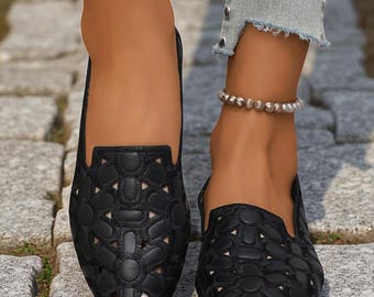 Women’s Cutout Loafers – Pointed Toe Flats for Work and Casual Wear | Available in Black,Navy and Chocolate Brown | New style Trendy Loafers