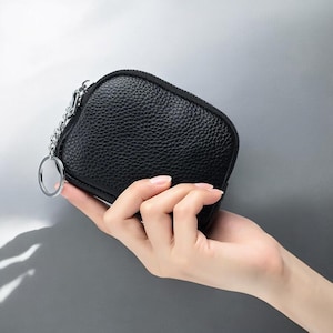 Porte-monnaie souple en cuir véritable - Mini portefeuille à fermeture éclair pour tous - adultes ou enfants