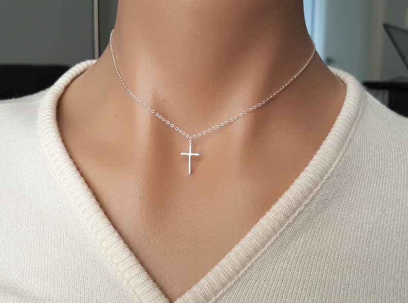 Small Cross Short Necklace Cute 