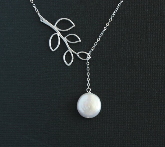 Wedding Bridal Jewelry Lariat Y Pearl Necklace With Branch - Etsy