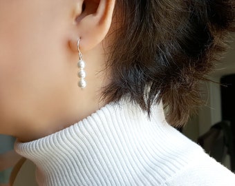 Pearl Earrings wedding gifts, Elegant Pearl Dangle, Drop Earrings, Bridal Earrings, Bridesmaid gifts. Sterling silver and gold filled