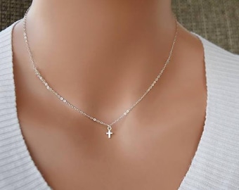 925 Sterling silver Tiny Cross necklace, Small cross, Faith necklace, everyday wear, delicate simple look, birthday, mother's day gift NA06