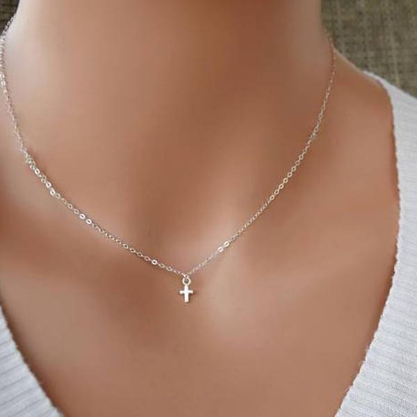 925 Sterling silver Tiny Cross necklace, Small cross, Faith necklace, everyday wear, delicate simple look, birthday, mother's day gift NA06