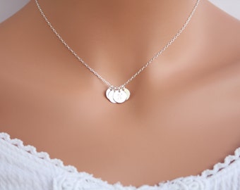 Customized Four Initial Discs Necklace, All Sterling Silver, Personal Gift, Family initials, Engraved necklace, everyday wear, Birthday Gift