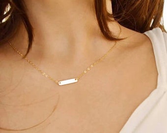 Birthday Gift for her,14k gold filled mini bar necklace, lovely everyday wear, cute short necklace, sister, best friend, granddaughter gift