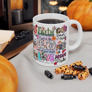 God Trust Pray Jesus Ceramic Mug 11oz | Bible Verse Mug | Inspirational Scripture Mug | Religious Mug | Christian-Faith Based Gift