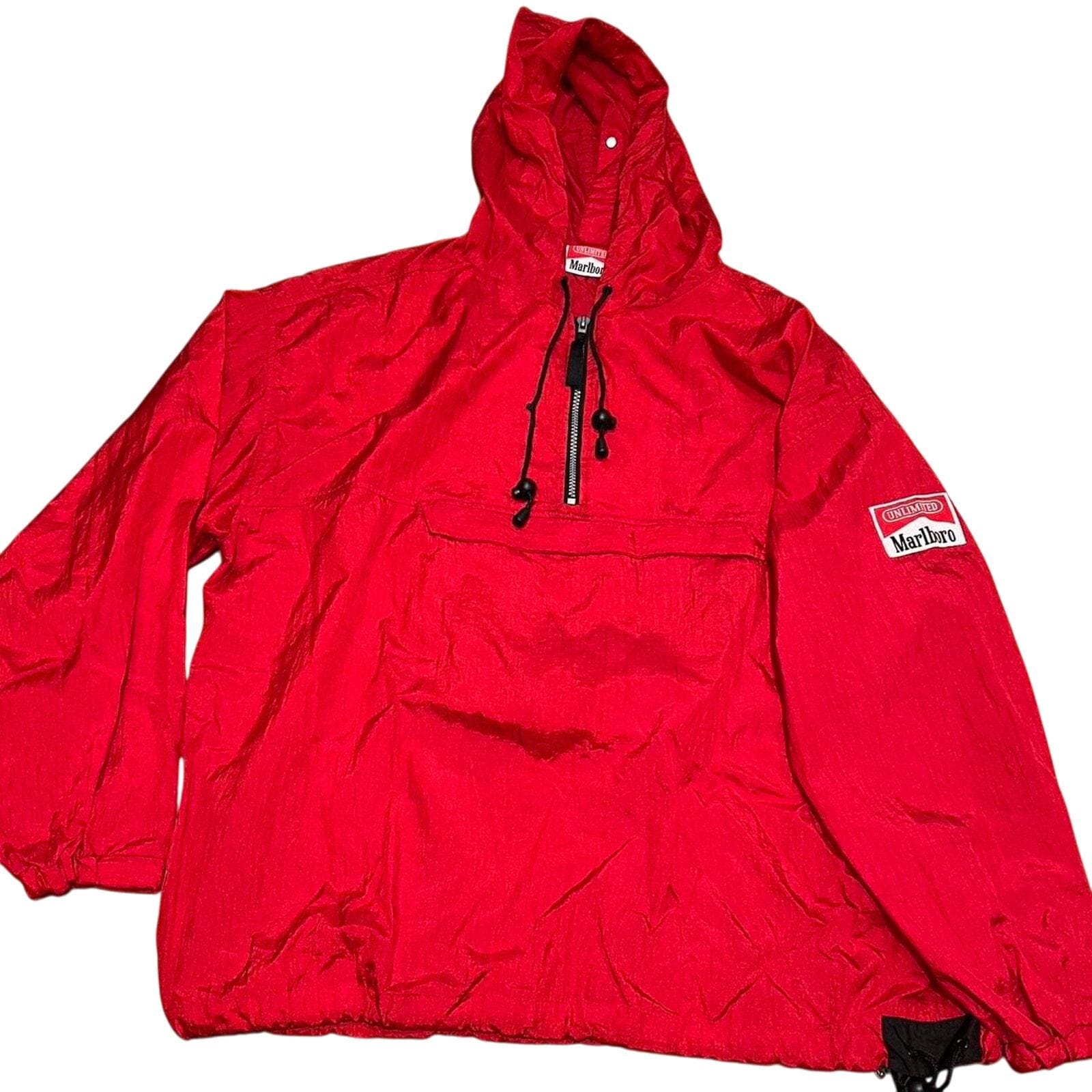 90s値下げ可marlboroジャケット希少 Vintage 90s Marlboro Unlimited Full Zip Red Black Fleece