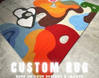 Custom Tufted Design Rugs | Customized tufting Shape Size Anime Rug | Personalized tuft Area Rug | Floor Carpet | Bedroom Living Area Rug