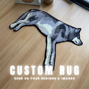 Alfombra personalizada tejida a mano / Alfombra con forma personalizada / Alfombras de anime / Alfombra con retrato de perro o gato personalizado / Alfombra hecha a mano con la cara de una mascota
