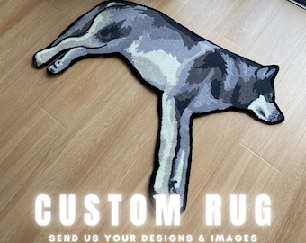 Custom Hand Tufted Rug Design | Personalized Shape Rug | Anime Tufted Rugs | Customized Pet Dog Cat Portrait Rug | Handmade Pet Face Rug