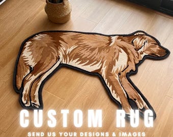 Custom Hand Tufted Rug Design | Personalized Shape Rug | Anime Tufted Rugs | Customized Pet Dog Cat Portrait Rug | Handmade Pet Face Rug