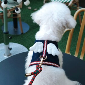 Denim Engelsflügel Hundegeschirr, handgemachte atmungsaktive Haustierweste, verstellbarer Klettverschluss