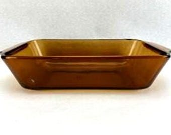 Vintage Anchor Hocking Fire King Amber Glass Loaf Pan (1 QT) USA 1990s