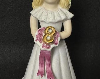 Growing Up Birthday Girl Age 8 Enesco 1981 Blonde Porcelain Figurine 4.5" Tall vintage 1981