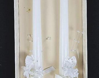 Hallmark Wedding Collection-ljus 9 1/2" koniska vita blommiga band 2 ljus