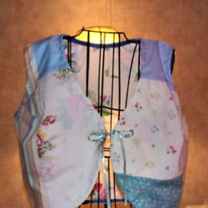 Eco upcycled Vest patchwork ooak ladys size l--18
