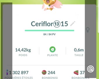 Cherrim Shiny |  555 CP - 20K or 80K Ready - Pokemon Trade Go