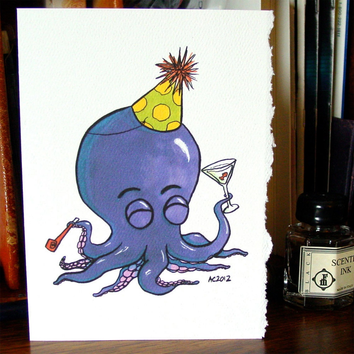 Octopus Birthday Card Party Octo In The House Etsy Octopus Birthday Card Party Octo In The House Etsy