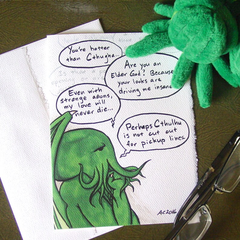 Cthulhu Valentine Pickup Linien Leere Karte Altere Etsy