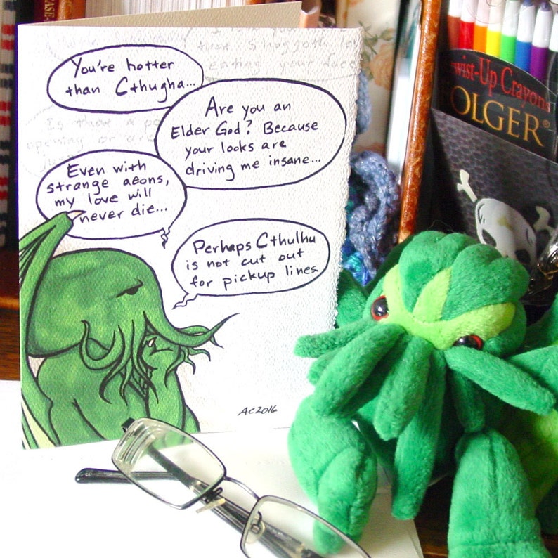 Cthulhu Valentine Pickup Linien Leere Karte Altere Etsy