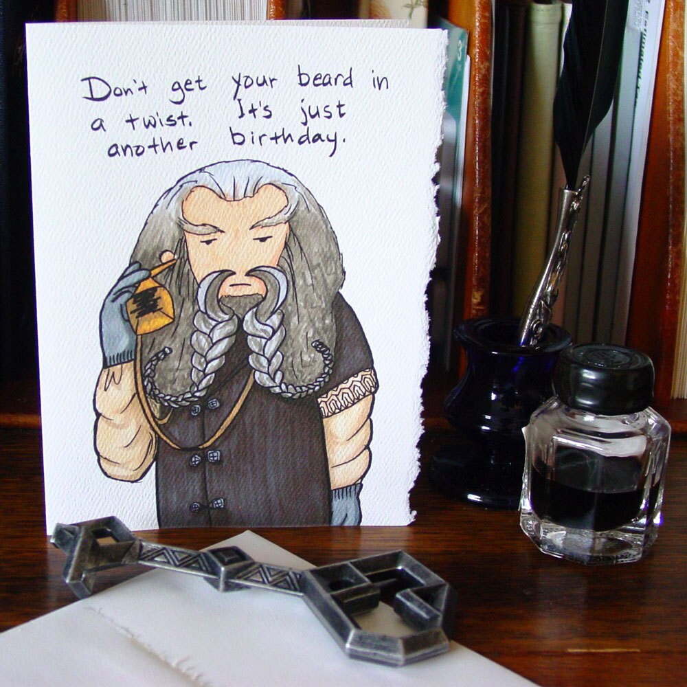 Hobbit Birthday Card Oin the Dwarf Over the Hill Etsy