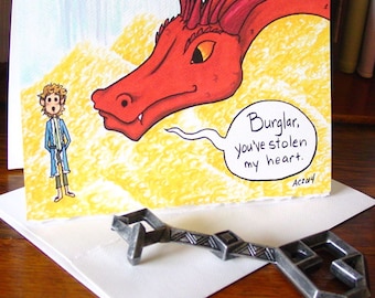Smaug and Bilbo Greeting Card - Burglar, you've stolen my heart - The Hobbit Love