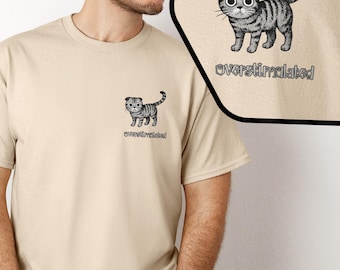 Overstimulated Cat Shirt, hand-drawn Scottish Fold cat, sensory-friendly t-shirt, neurodivergent humor, sensory overload tee