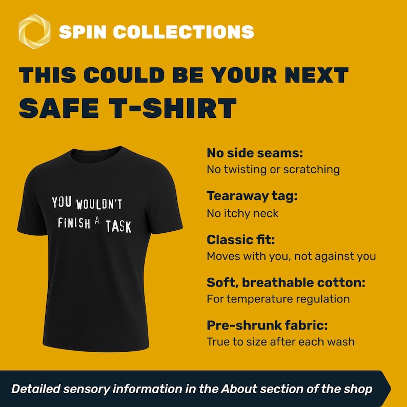 Funny ADHD meme shirt - AuDHD humor gift for procrastinator, sarcastic autism shirt, You Wouldn't Finish a Task, sensory-friendly tee image 2
