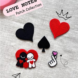 Love Notes Embroidered Patch Set | Sticker or Iron-On Journal Decor I Romantic Journal Patch Collection | Scrapbook & Planner Decor