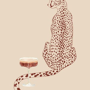 Elegant Cheetah with Cocktail Art Print