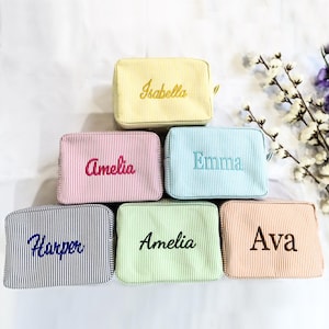 Personalized Makeup Bag Cosmetic Bag Personalized Embroidered Makeup, Bridesmaid Gift Bag, Christmas Gift, Gift for Her, Bridesmaid Gifts