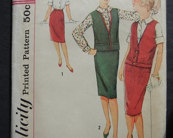 Blouse Skirt and Jacket For age 11-15 Size 10 Bust 29 Vintage Sewing Pattern French Cuffs Collar and Button Front Closing Short Sleeve