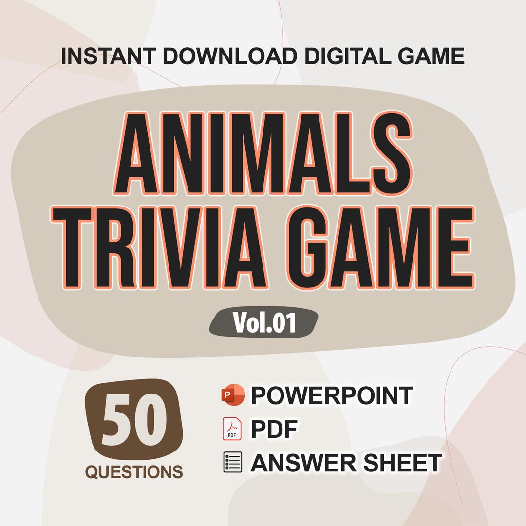Animals Trivia Digital Game (#1) | 50 Questions | Trivia Game | Party ...