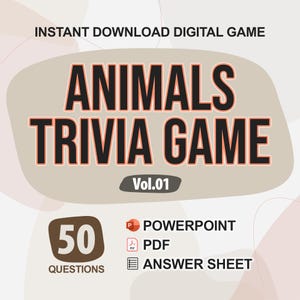 Animals Trivia Digital Game (#1) | 50 Questions | Trivia Game | Party Game | Trivia Night | Powerpoint PDF Formats | Trivia Quiz Power Point