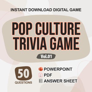 Pop Culture Trivia Digital Game (#1) | 50 Questions | Trivia Game | Party Game | Quiz Night | PowerPoint and PDF Format | Quiz Power Point