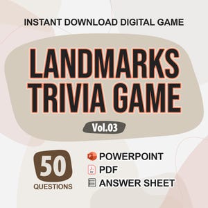 Famous Landmarks Trivia Digital Game (#3) | 50 Questions | Party Game | Trivia Night | PowerPoint and PDF Format | Pub Quiz Power Point