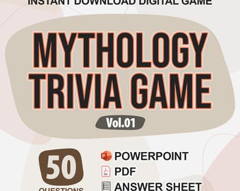 Juego digital de trivia sobre mitología y folclore (n.° 1) / 50 preguntas / Juego de trivia / Juego de fiesta / Noche de trivia / Cuestionario en formato Power Point y PDF