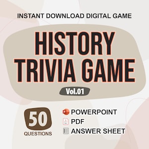 History Trivia Digital Game (#1) | 50 Questions | Trivia Game | Party Game | Trivia Night | Powerpoint PDF Format | Trivia Quiz Power Point