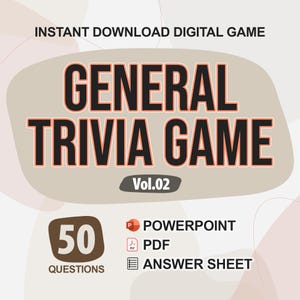 General Knowledge Trivia Digital Game (#2) | 50 Questions | Trivia Game Night | Party Game |  PowerPoint and PDF Format | Quiz Power Point
