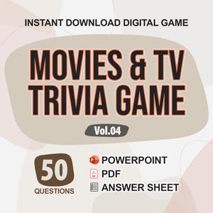 Movies and TV Shows Trivia Digital Game (#4) | 50 Questions | Trivia Game | Party Game | Trivia Night | Movie and TV Shows Quiz PowerPoint