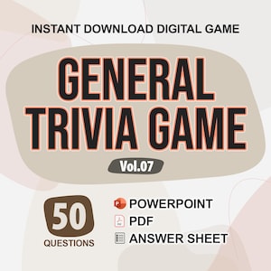 General Knowledge Trivia Digital Game (#7) | 50 Questions | Trivia Game Night | Party Game |  PowerPoint and PDF Format | Trivia Power Point