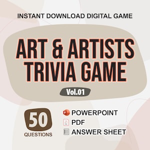 Art and Artists Trivia Digital Game (#1) | 50 Questions | Trivia Game | Party Game | Trivia Night | PowerPoint PDF Format | Power Point Quiz