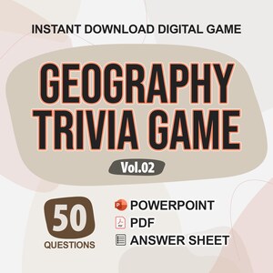 Geography Trivia Digital Game (#2) | 50 Questions | Trivia Game | Party Game | Trivia Night | PowerPoint and PDF Format | Quiz Power Point