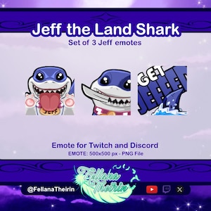 Jeff the Landshark 3 Emote Bundle for Twitch and Discord